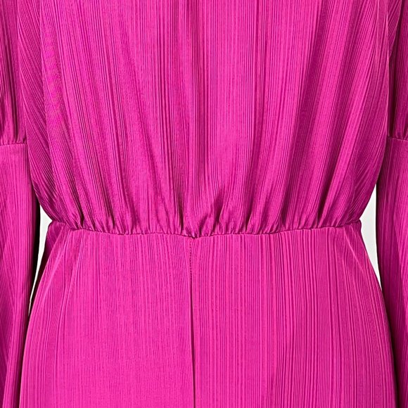NSR Nordstrom Womens Long Sleeve Open Back Midi Dress Fuchsia Pink size Large - Picture 5 of 15